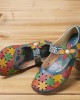 SOCOFY Natural Flowers Hollow Out Cowhide Leather Comfy Breathable Wearable Casual Flat Shoes