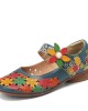 SOCOFY Natural Flowers Hollow Out Cowhide Leather Comfy Breathable Wearable Casual Flat Shoes