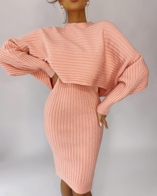 Fashionable layered sweater dress two-piece suit HF0108-02-02