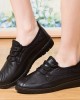 Women Solid Color Round Toe Casual Soft Comfortable Lace Up Flat Loafers Shoes