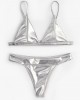 Women Triangle Bronzing Solid Color Thong Bikini