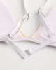 Women Triangle Rib Solid Color Thong Bikini Backless Swimwear