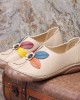 Women Retro Flower Stitching Comfy Round Toe Slip On Flat Loafers Shoes