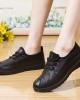 Women Solid Color Round Toe Casual Soft Comfortable Lace Up Flat Loafers Shoes