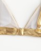 Women Triangle Bronzing Solid Color Thong Bikini