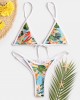 Women Tropical Print Triangle String Hot Swimwear Backless Bikini