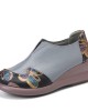 Women Retro Ethnic Floral Pattern Splicing Lightweight Slip Resistant Wedges