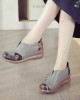 Women Retro Ethnic Floral Pattern Splicing Lightweight Slip Resistant Wedges