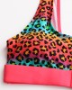 Women Leopard Patchwork Front Zipper Bikini Backless Swimwear