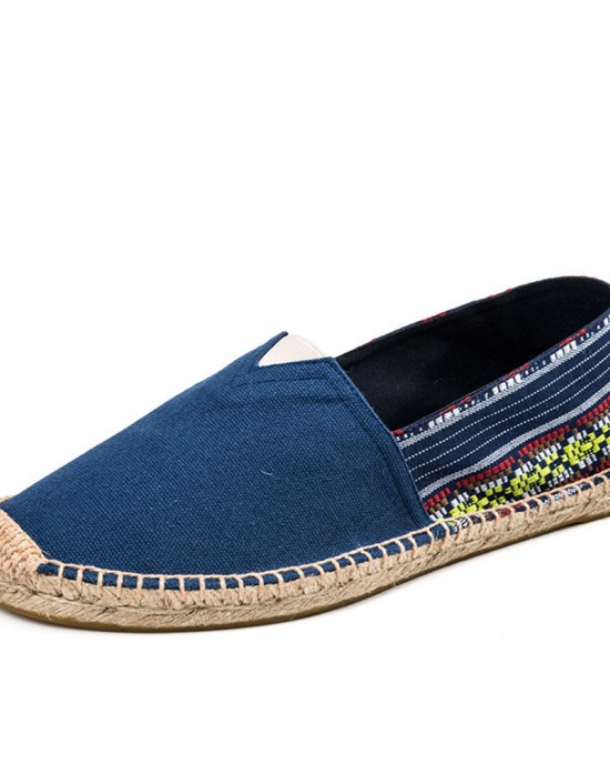 Women Large Size Ethnic Style Linen Slip  on Espadrille Fisherman’s Shoes