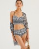 Women Vintage Ethnic Print Push Up Bandage Hot Bikini Cover Ups Three Pieces