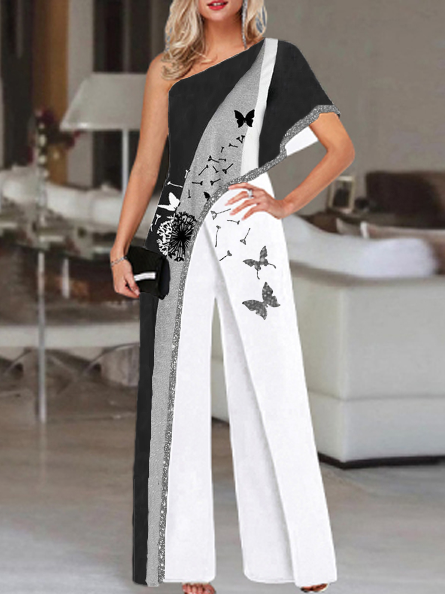 Fashionable wide leg pants butterfly pattern jumpsuit  HE1611-03-03